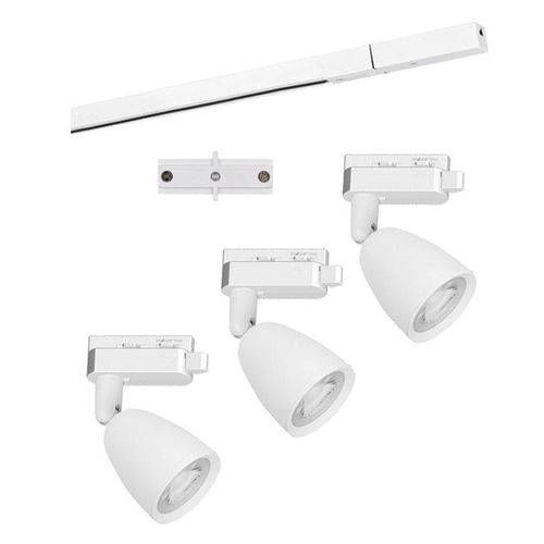 KIT TRILHO LED DIRECT BRANCO MR16 3000K TASCHIBRA