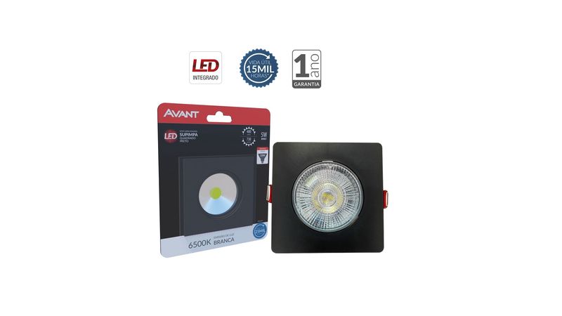 Spot Led Embutir Redondo 7W 6500K Preto Bronzearte