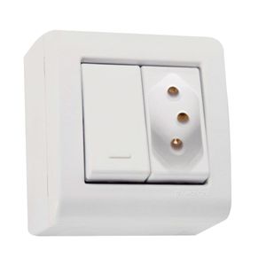 Caixa Modular Sobrepor 1Int Simp+1Tom 2P+T Lizflex 10A/20A Tramontina