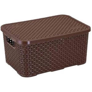 cesto organizador c/tp rattan 16l nitron marrom - 34644
