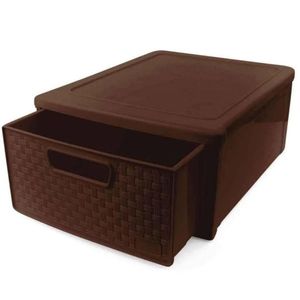 gaveteiro modular rattan 32cm nitron marrom - 35650
