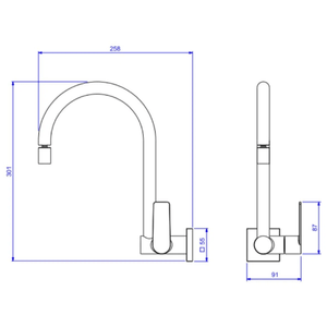 X-torneira para cozinha parede bica movel just deca cromado - 1168C27
