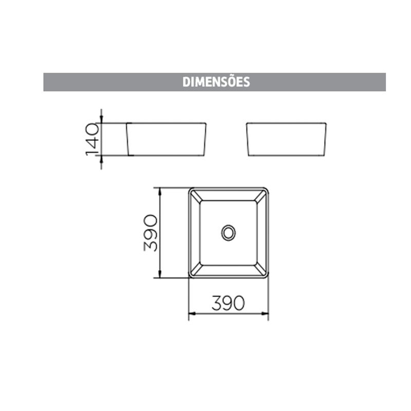Cuba de Apoio Quadrada QD1 39x39x14cm Docol Branco Sem Mesa 2