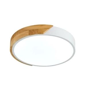 Plafon Redondo LED 18/36W 3000/4000/6000K Branco Com Madeira Hevvy