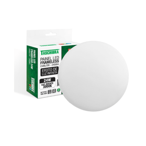 Painel led embutir/redondo frameless 24w 3000k branco