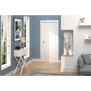 kit porta de madeira lisa 80x210x11 dalcomad branco c/caixilho - 05010215